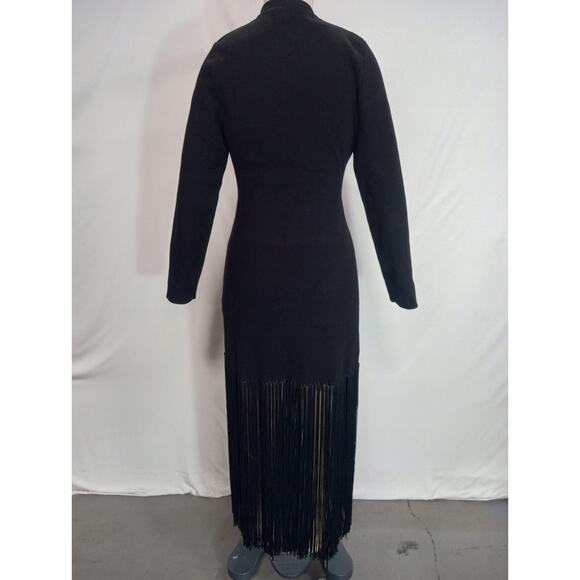 Sandro Knit Maxi Black Long Sleeve Dress Size XL - NWT - Picture 3 of 5